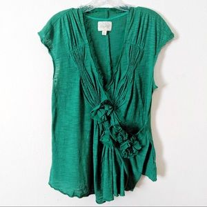 Anthropologie Deletta Emerald Wrap Blouse